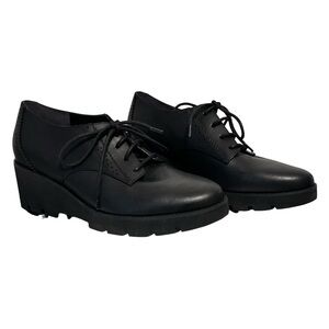 Vionic Women's Anaheim Comfort Wedge Oxford Derby Shoes Size 9.5 Black NWT